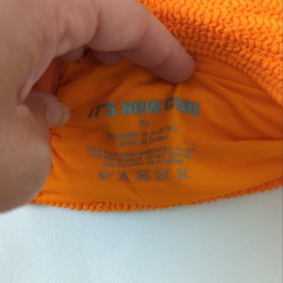 Inc. Swim It's Now Cool Swimwear Orange Bikini Top Crimped Tangerine Bandeau XS - Picture 4 of 7
